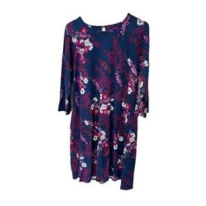 J. Jill  Wearever Collection Floral Print Long 3/4 Sleeve Dress Size Medium